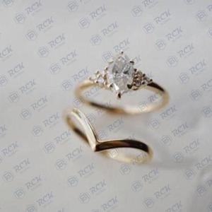 1.00 CTW Marquise CUT 925สเตอร์ลิงเงินชุดเจ้าสาวครบรอบของขวัญแหวน Moissanite สำหรับผู้หญิงสำหรับความรัก - Product Image 3