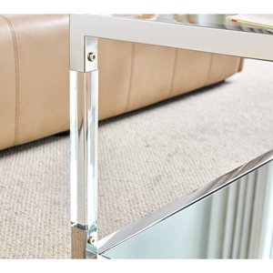 Table basse en acier inoxydable au design simple et élégant avec cadre en acrylique et dessus en verre transparent fait à la main, idéal pour le bureau et la maison - Product Image 3