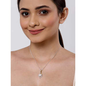 NOVAMART Fine 92.5 <b>Sterling</b> <b>Silver</b> Real <b>Pearl</b> Pendant with Chain Gift for Women and Girls <b>Necklaces</b> Product Category Wholesale E - Product Image 5