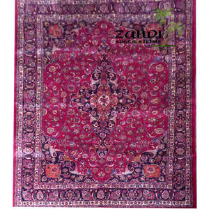 Alfombras Mashad Tejidas a Mano de Calidad Premium, Diseño de Medallón Rojo, Alfombras de Lana Pura y Algodón para Decoración de Pisos de Hogar y Oficina. - Product Image 1