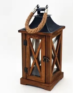 Decoración DE BODA colgante al aire libre TAPA DE Metal Vintage blanco gris portavelas Mesa marroquí Ramadán linterna de madera - Product Image 2