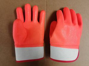 Gants industriels en PVC enduit anti-statique, résistants aux produits chimiques, imperméables, résistants à l'huile, avec manchette de sécurité, ignifuges, sans latex, couleur orange - Product Image 2