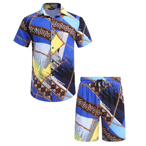 Nuevo estilo personalizado rayón tejido floral para hombre a juego de dos piezas Hawaiano playa conjuntos Impresión digital camisa y pantalones cortos conjunto servicio OEM - Product Image 4