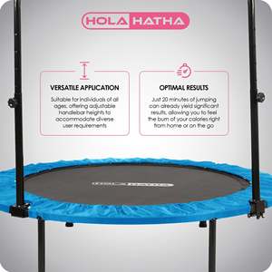 HolaHatha 48 Inch Indoor Fitness <b>Trampoline</b> Adjustable Blue Handle Safe <b>Mini</b> <b>Trampoline</b> for Outdoor Use Made Polypropylene PVC - Product Image 4