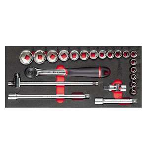 Juego de Llaves de Trinquete Usag de 1/2'' con Módulo de Espuma Bicolor, 22 Piezas - Product Image 1