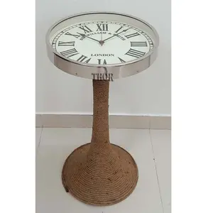 Couch tisch mit Uhr Beistell tisch für Büro und Heim dekoration Seil Design Stand Dekor Uhr