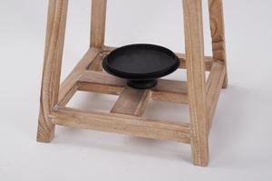 Farol de madera orgánico con marco abierto para decoración del hogar, farol de decoración con parte superior metálica, estilo granja - Product Image 3