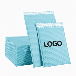 Sac d'expédition en polyéthylène bleu clair avec logo personnalisé, sac de messagerie auto-adhésif imperméable pour l'expédition de produits de beauté - Product Image 6