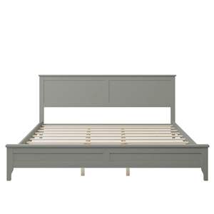 Estructura de cama gris minimalista con diseño de plataforma - Product Image 5