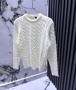 Suéter de punto para hombre al por mayor, cuello redondo, manga larga, contraste blanco y negro, jersey antiarrugas con patrón a cuadros, estilo casual urbano - Product Image 3