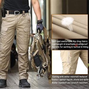 Pantalones Cargo ajustados para hombre, cintura ajustable, Etiquetas bordadas personalizadas con múltiples bolsillos, ropa de calle, proveedor OEM de moda - Product Image 5
