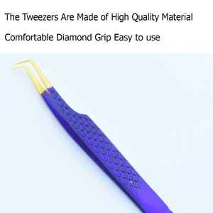 Pinzas Profesionales para Pestañas, Agarre de Diamante, Acero Inoxidable, 45 Grados, Puntas de Fibra Antimagnéticas, Punta Suave, Hechas a Mano - Product Image 2