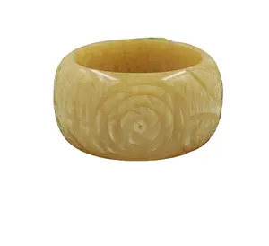 Resin Wide Bangle Bracelet Cream Resin Carved Rose Flower Bangle Designer Unique Exclusive Fashion Jewelry