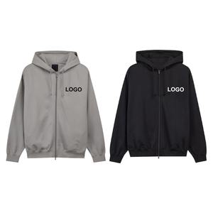 Sweat à capuche réversible pour homme 2025, tissage inversé, contraste coton et polaire, fermeture éclair, personnalisable, surpiqûres - Product Image 4