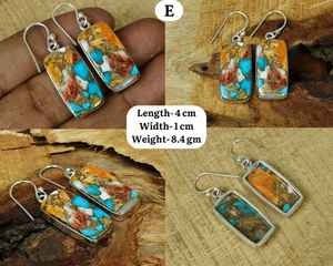 Oyster cuivre Turquoise plaqué or 925 argent Sterling Rectangle pierres précieuses crochet boucles d'oreilles à la mode cadeau fait main pour la fête des mères - Product Image 3