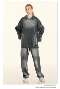 เสื้อฮู้ดแบบสวมหัวของผู้หญิงเสื้อสเวตเตอร์ถักแบบสตรีทแวร์ผ้าไหมเปิดไหล่ปล่อยกรดเสื้อฮู้ดสำหรับฤดูใบไม้ร่วง - Product Image 4