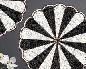 <b>Christmas</b> handmade beaded <b>placemat</b> table decoration mat black and white table mat gift - Product Image 4