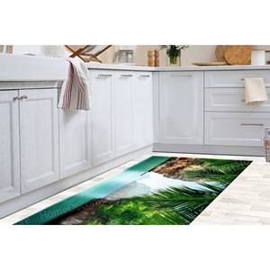 Tapis imprimé vue sur la mer tropicale - Décoration de bureau paysage côtier, Tapis en velours de luxe - Product Image 3