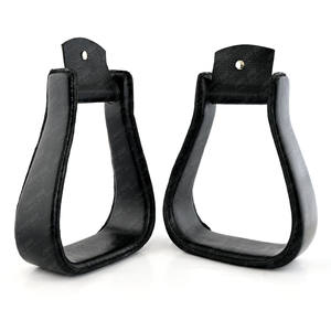 Étriers d'équitation professionnels fournitures équestres pour chevaux avec étriers occidentaux classiques en cuir véritable - Product Image 1