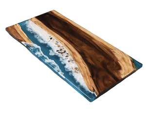 Tabla de Cortar y Servir Queso de Resina Epoxi y Madera de Acacia con Forma de Río de Lujo, Resina y Madera de la India - Product Image 5