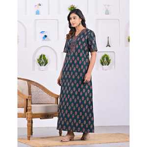 Camisón Casual y Cómodo de Algodón Azul Marino, Tejido de Popelina Suave con Cierre de Botones para Damas de Honor de Verano, Logotipo Personalizable, Talla XS, ODM - Product Image 4