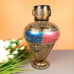 Decorative Metal Flower <b>Vase</b> with Antique Design and <b>Engraved</b> Surface for Luxury Living Room Decor Available at Export Price - Product Image 1
