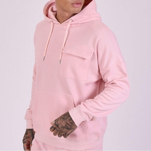 Chándales de lana de algodón 100% rosa claro de alta calidad para hombres ropa de calle con estampado de farol conjuntos de pantalones de chándal personalizados de algodón con capucha - Product Image 4
