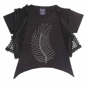 T-shirt fantaisie à manches courtes pour filles, 2 pièces - Noir - Product Image 1