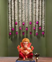 Dekorasi Pernikahan di Luar Ruangan dengan Karangan Bunga Melati, Latar Panggung untuk Haldi, Mehndi, Holi, Diwali, Idul Fitri, Ramadhan, Dekorasi Rumah, Ide untuk Pesta