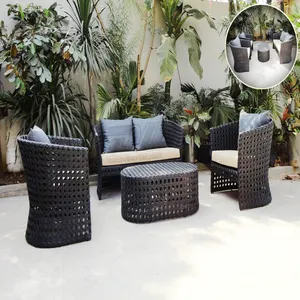 Gartenmöbel Set DL 4 PCS Rattan Stuhl Outdoor Walkie Talkie für Balkon Garten Patio Schwimmbad mit Glas