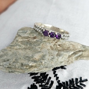ขายส่ง925เงินสเตอร์ลิงแหวน MIDI 18K เครื่องประดับที่ดีพลอยอเมทิสต์เพชรชุบโรเดียมสำหรับงานแต่งงาน - Product Image 1