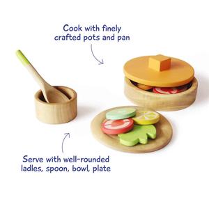 Juego de cocina de madera multicolor, respetuoso con el medio ambiente y no tóxico, juguete de dieciséis piezas para bebés para pequeños chefs de 5 a 7 años - Product Image 2
