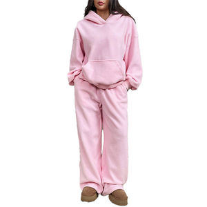 Logo personnalisé OEM Costume de jogging décontracté, sweat à capuche vierge et survêtement de détente pour femmes ensemble 2 deux pièces pour femmes pantalon de survêtement - Product Image 1
