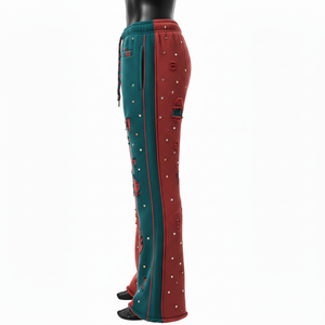 กางเกงผู้ชายผ้าเนื้อนุ่มระบายอากาศได้ดี 350 GSM สีแดงและเขียวแบบสองสี พร้อมโลโก้ปักแบบกำหนดเอง ผ่านการซักแล้ว - Product Image 4