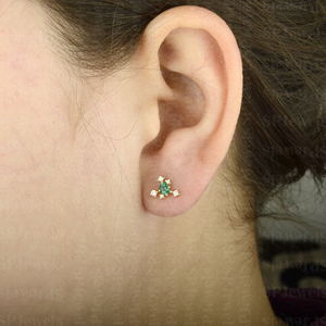 Lujosa llegada 14K oro amarillo sólido diamante Stud pendientes Esmeralda natural antiguo enlace para aniversarios fiestas listo envío - Product Image 5