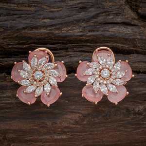 Boucles d'oreilles en zircon 139009 plaquées or, en alliage de zinc, style religieux, clous, coupe marquise, perle, motif floral géométrique pour les fêtes - Product Image 5