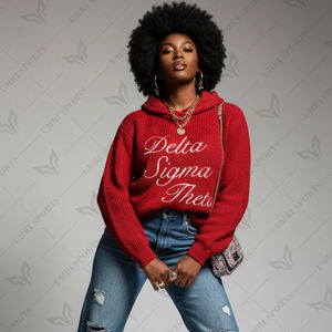 Sudadera Personalizada de Invierno Roja de Punto con Logotipo Bordado, Letras Griegas, Tela de Felpa, Poliéster/Algodón - Product Image 2