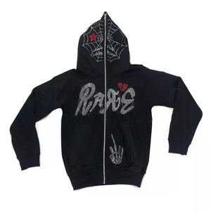 2024 New Men's Fashion <b>Zip</b>-<b>up</b> Baggy Fit <b>Hoodie</b> Custom Logo Sun Faded Hooded Sweatshirt - Product Image 5