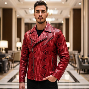 Chaqueta de Motociclista de Cuero para Hombre, con Capucha, Transpirable, Diseño a Cuadros, Modelo LEATHER SPOT 1117 para Verano - Product Image 1