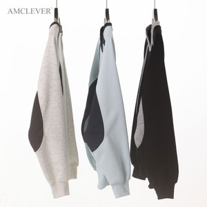 Sweat-shirt décontracté pour homme automne-hiver, 400 grammes, poids lourd, style rétro américain, bloc de couleur, manches raglan, coupe décontractée, col en V - Product Image 3