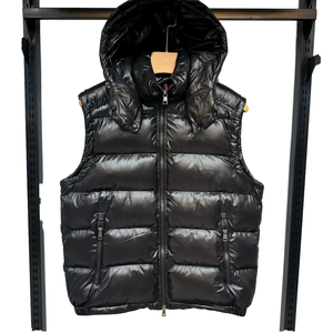 OEM Service Custom Men's <b>Black</b> Denim Breathable Eco-Friendly High Quality Puffer <b>Vest</b> Winter Windproof Plus Size Zipper Closure - Product Image 1