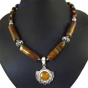 Collier en argent 925 avec pendentif en agate perlée vintage pour femme, bijoux en pierre naturelle, à porter au quotidien, cadeau - Product Image 3
