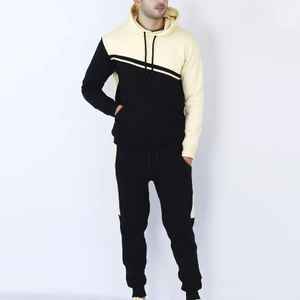 ชุดวอร์มมีฮู้ดสำหรับผู้ชายสองชิ้นชุดวิ่งเอวยางยืดโอเวอร์ไซส์ผ้าเฟรนช์เทอร์รี่โอเวอร์ไซส์ออกแบบโลโก้ได้ตามต้องการ - Product Image 1