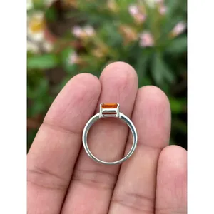 Natural Baguette Citrine <b>Ring</b> 925 Sterling Silver Handmade Gemstone Jewelry Wholesale Supplier - Product Image 5