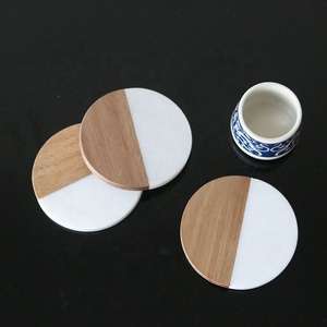 Rustic <b>Wooden</b> <b>Coasters</b> Solid Natural Drink Mats for Hot and Cold Beverages Tabletop Protection - Product Image 2