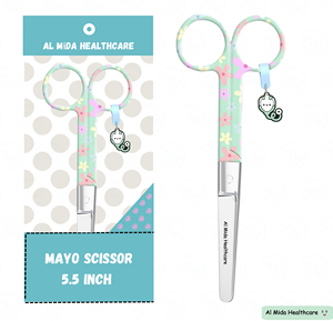Ciseaux Mayo de haute qualité à imprimé floral pour usage médical et infirmier avec emballage - Product Image 1