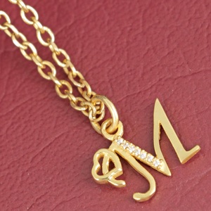 Pendentif Initial 'M' en Argent Sterling 925 avec Collier Femme Plaqué Or Blanc CZ Fabricant de Bijoux Personnalisé - Product Image 3