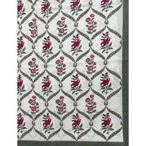 Hand Block Printed King Size 100% Cotton Double Bedsheet Pillow Cover Eco-Friendly Floral <b>Comforter</b> <b>Set</b> for Home 3 Pcs <b>Set</b> - Product Image 2