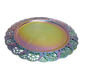 Plato redondo de hierro antiguo para servir, Platos y platos de diseño moderno Chapado en latón para la decoración del hogar y la cocina - Product Image 2