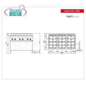 Cuisinière à gaz 6 brûleurs sur meuble ouvert, 31,5 kW - Product Image 3